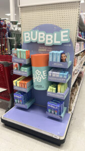 Survey partnered with Bubble at Target. Endcap display example. 