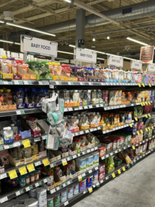 Survey partnered with Baby Life at Whole Foods. Planogram example showing shelf layout.