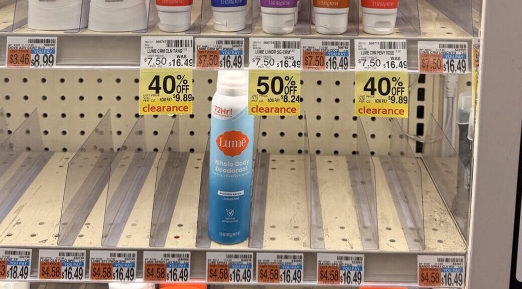 Post-merchandising shelf conditions after Survey removed impacted products and restored product placement.